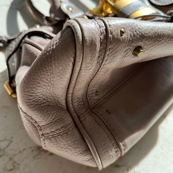Chloe Paddington Rare Taupe Tote Handbag Satchel Lock Key Gold - Picture 12 of 16